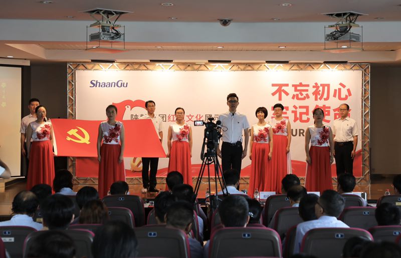 陜鼓戰(zhàn)略黨支部、投資證券黨支部聯(lián)合參賽隊(duì)表演主題朗誦《七月的天空》.jpg